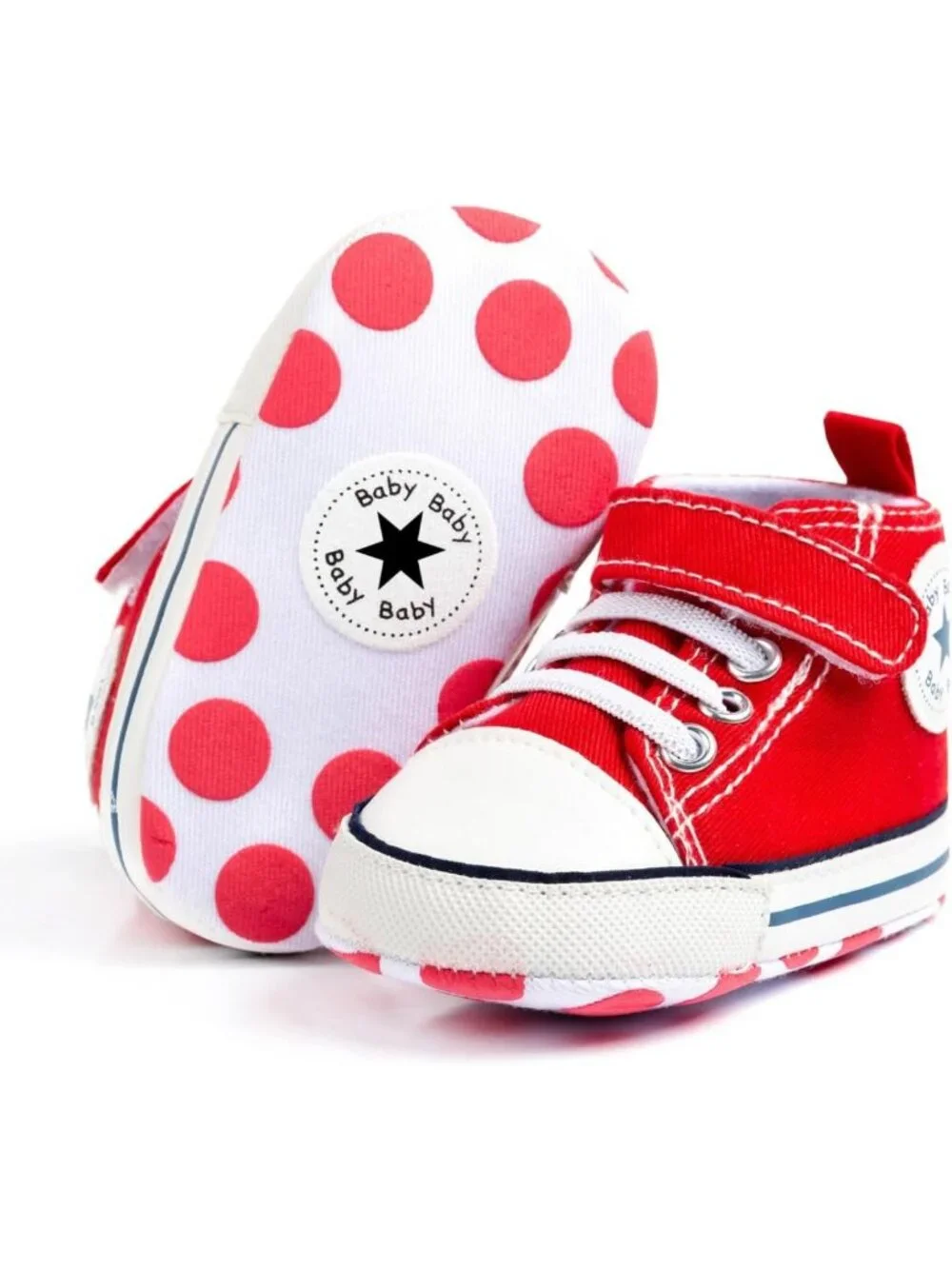 Unisex Baby High-Top Canvas Sneakers, Soft Sole Anti-Slip First Walking Shoes